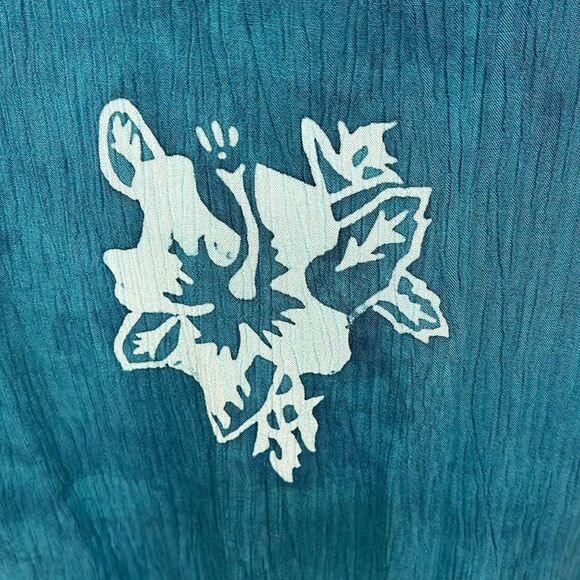 Pineapple Moon Floral Teal Midi Dress Sz 1X Scoop Neck Short Sleeve 💯% Rayon New - Picture 5 of 13